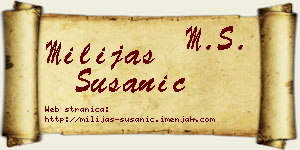 Milijas Susanić vizit kartica